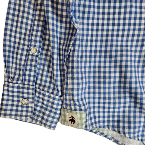 Brooks Brothers Shirt Womens 12 Blue White Gingham Check Button Long Sleeve flaw - Picture 10 of 10